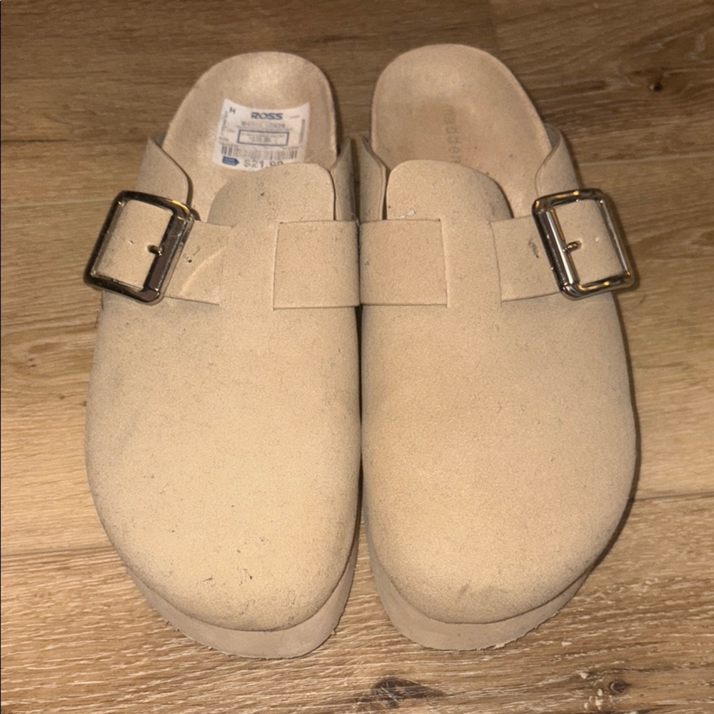 Madden Girl platform Tan Mules with Buckle